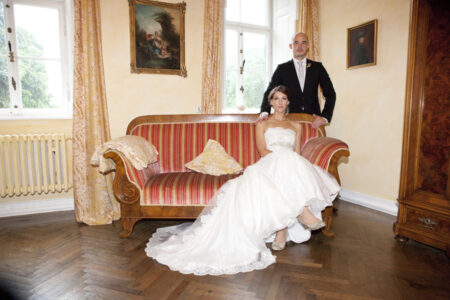 hochherrschaftliches hochzeitsfoto im schloss